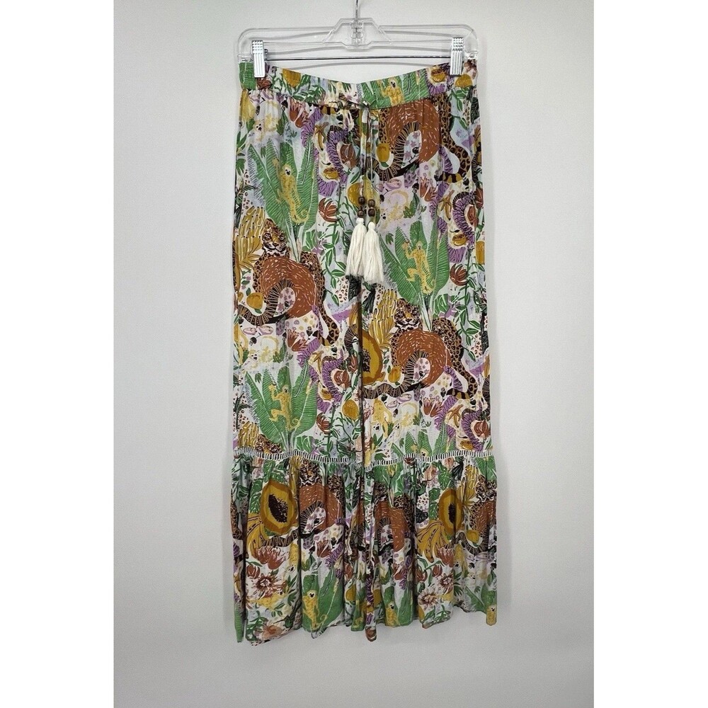 True Destinations Flare Wide Leg Pull On Pants Sz M Resort Tropical Vacation